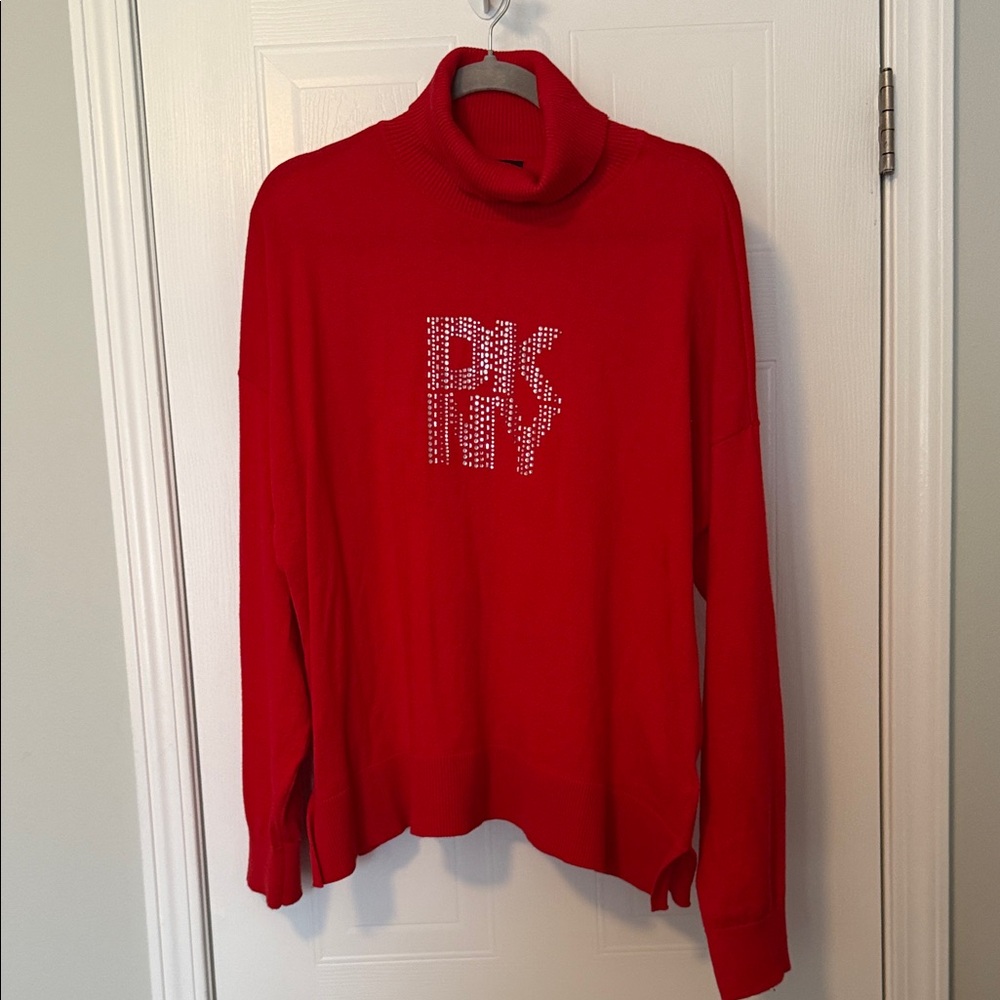 DKNY Vibrant Red Turtleneck with Logo